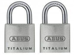 ABUS Mechanical 64TI/20mm TITALIUM Padlock Carded Twin Pack