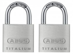 ABUS Mechanical 64TI/30mm TITALIUM Padlock Carded Twin Pack