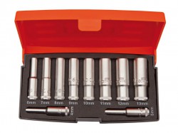 Bahco S0810L 1/4in Drive Deep Socket Set, 10 Piece