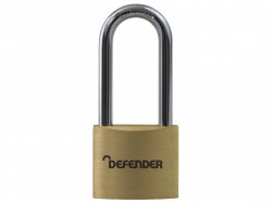 DEFENDER Brass Padlock Long Shackle 40mm