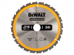 DEWALT Stationary Construction Circular Saw Blade 216 x 30mm x 24T ATB/Neg