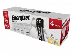 Energizer LED GU10 50 Non-Dimmable Bulb, Warm White 345 lm 4.2W (Pack 4)