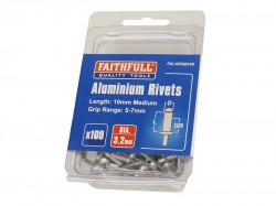 Faithfull Aluminium Rivets 3.2 x 10mm Medium Pre-Pack of 100