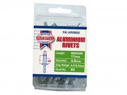 Faithfull Aluminium Rivets 4.8 x 11mm Medium Pre-Pack of 50