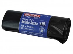 Faithfull Heavy-Duty Black Refuse Sacks (Roll 10)