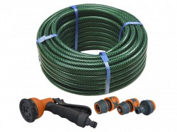 Faithfull PVC Reinforced Hose 15m Fittings & Spray Gun