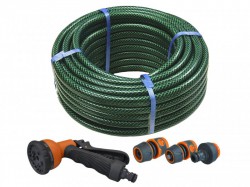 Faithfull PVC Reinforced Hose 30m Fittings & Spray Gun