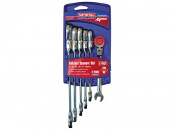 Faithfull Ratchet Combination Spanner Flex Head Set, 6 Piece