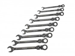 Faithfull Ratchet Combination Spanner Flex Head Set, 9 Piece