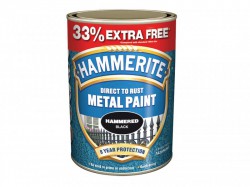 Hammerite Direct to Rust Hammered Finish Metal Paint Black 750ml + 33%