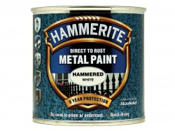 Hammerite Direct to Rust Hammered Finish Metal Paint White 250ml