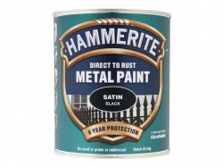 Hammerite Direct to Rust Satin Finish Metal Paint Black 750ml