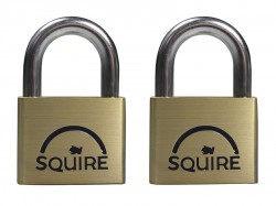 Squire LN5T Lion Brass Padlocks 5-Pin 50mm Twin Pack