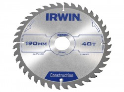 IRWIN Construction Circular Saw Blade 190 x 30mm x 40T ATB