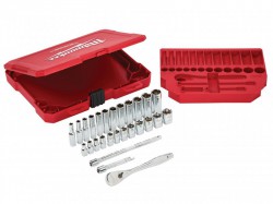 Milwaukee Hand Tools 1/4in Drive Ratcheting Socket Set Metric, 28 Piece