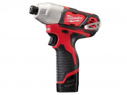 Milwaukee M12 BID-202C Sub Compact 1/4in Impact Driver 12 Volt 2 x 2.0Ah Li-Ion