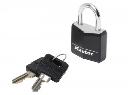 Master Lock Aluminium Black Vinyl Cover 20mm Padlock 3-Pin