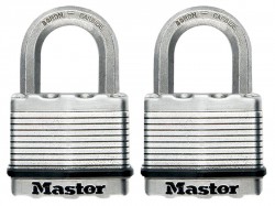 Master Lock Excell Laminated Steel 50mm Padlock - 25mm Shackle - Keyed Alike x 2