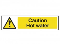 Scan Caution Hot Water - PVC Sign 200 x 50mm