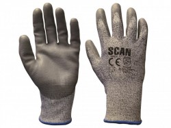 Scan Grey PU Coated Cut 5 Gloves - M (Size 8)