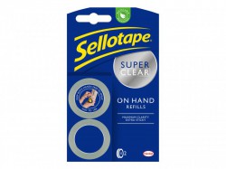 Sellotape Super Clear On-Hand Tape Dispenser Refill Rolls 18mm x 15m