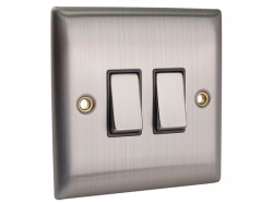 SMJ 2-Way Light Switch 2-Gang Brushed Steel