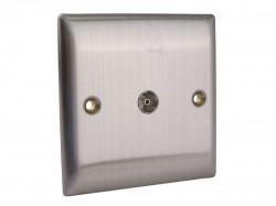 SMJ Coaxial TV Socket 1-Gang Brushed Steel