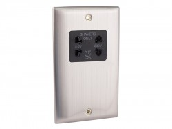 SMJ Dual Voltage Shaver Socket Brushed Steel