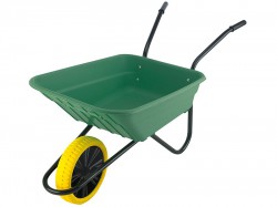 Walsall Boxed 90L Green Polypropylene Wheelbarrow - Puncture Proof