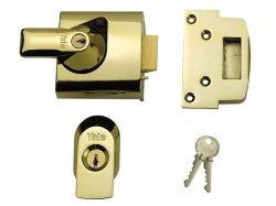 Yale Locks BS1 Nightlatch British Standard Lock 60mm Backset Brasslux Finish Visi