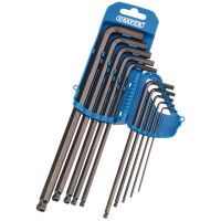 DRAPER Extra Long 10 piece Metric Hexagon and Ball End Hexagon Key Set