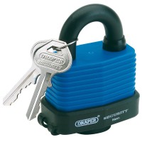 54mm Weatherproof Laminated Steel Padlock & 2 Keys With Hardened Steel Shackle & Bumper